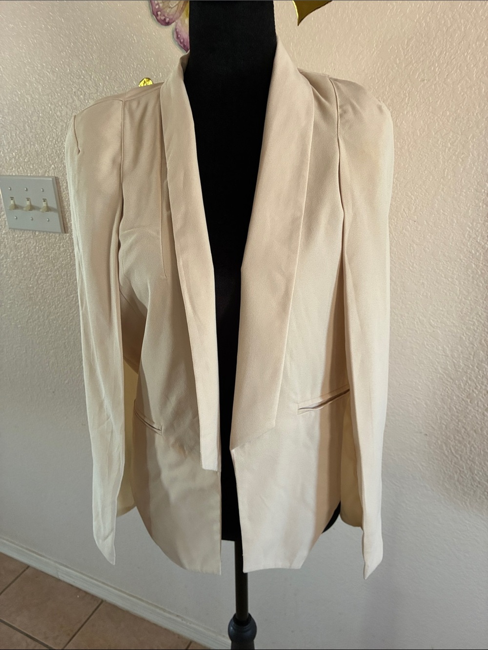Charlotte Russe Cream Draped Open-Front Blazer